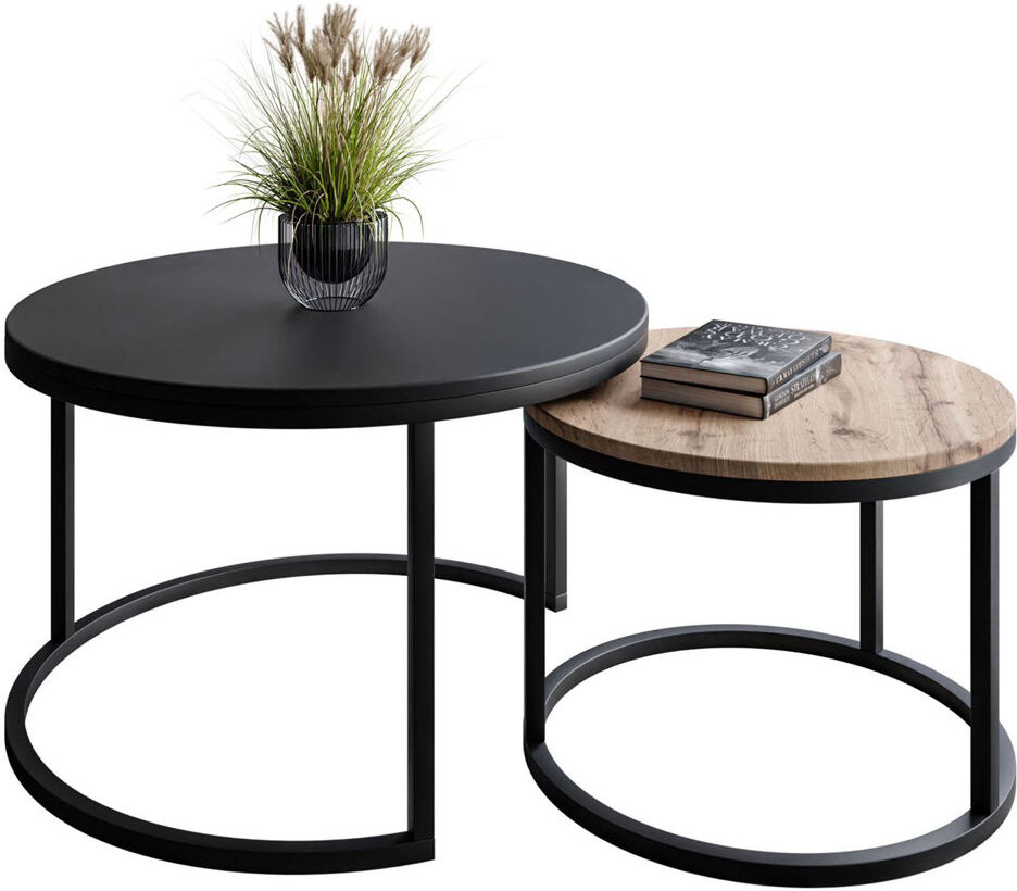 Borough Wharf Shivendra Frame Coffee Table Black / Wotan oak