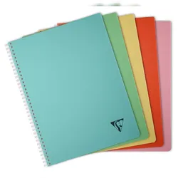Clairefontaine 5x Linicolor ESSENCE, Spiralbuch A4, 90 Blatt kariert 90g, Doppelspiralbindung, Einband aus gerilltem PP - Sortiert 327126C