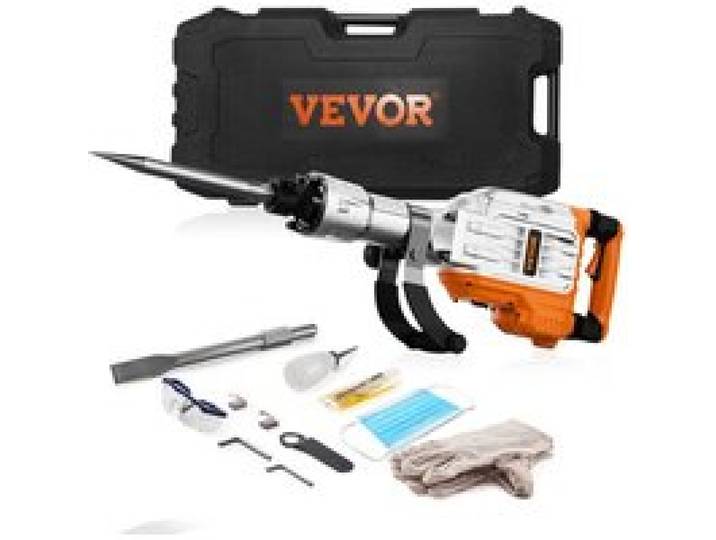 VEVOR Hochleistungs-Betonbrecher Abbruchhammer 3500 W, 60 J Schlagkraft Elektroabbruchhammer, Bohrhammer Betonhammer Stemmhammer 1900 BPM, inkl. Spitzmeißel, Flachmeißel, für Schiefer, Beton usw.