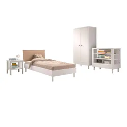 JUGENDZIMMER SET 90x200 Keeley Buche Weiß Holz Regal Komfort Stabil