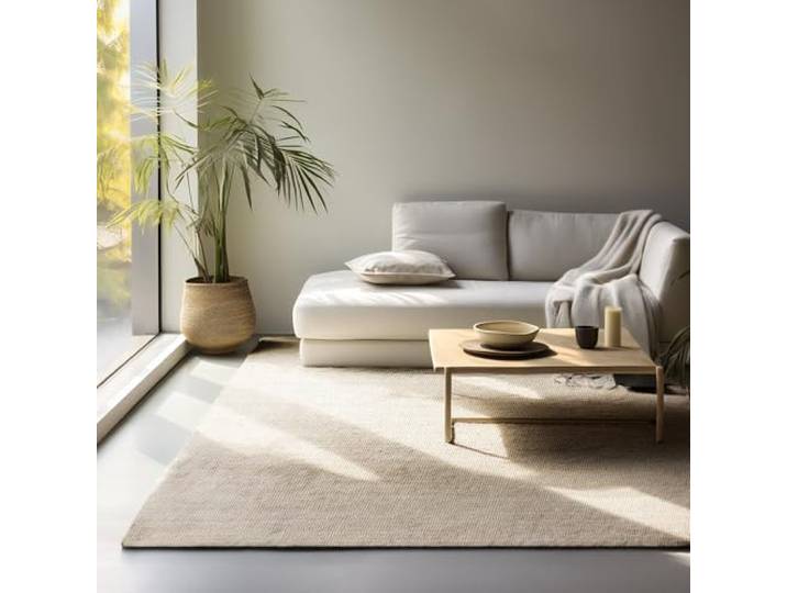 LIVUM Tapis Nature Jute Bouclé\, Tapis Naturel Style Rustique et Boheme\, Poils en Jute\, Boucles Subtils (Blanc Ivoire\, 190x280cm)