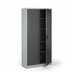 Metallschrank, Aktenschrank, zerlegt, 4 Regalböden, 950 x 1950 x 400 mm, dunkelgrau