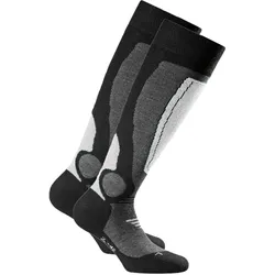 Rohner Basic Unisex Skisocken, 2er Pack - Basic Ski, Kniestrümpfe, Woll-Mischung Grau / 39-42