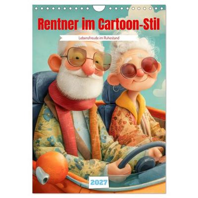Rentner im Cartoon-Stil - Lebensfreude im Ruhestand (Wandkalender 2027 DIN A4 hoch), CALVENDO Monatskalender