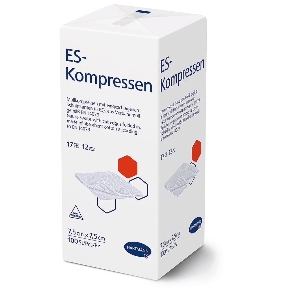 Es-Kompressen unsteril 7,5x7,5 cm 12fach 100 St Kompressen