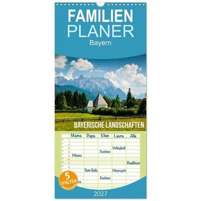 Familienplaner 2027 - Bayerische Landschaften mit 5 Spalten (Wandkalender, 21 x 45 cm) CALVENDO
