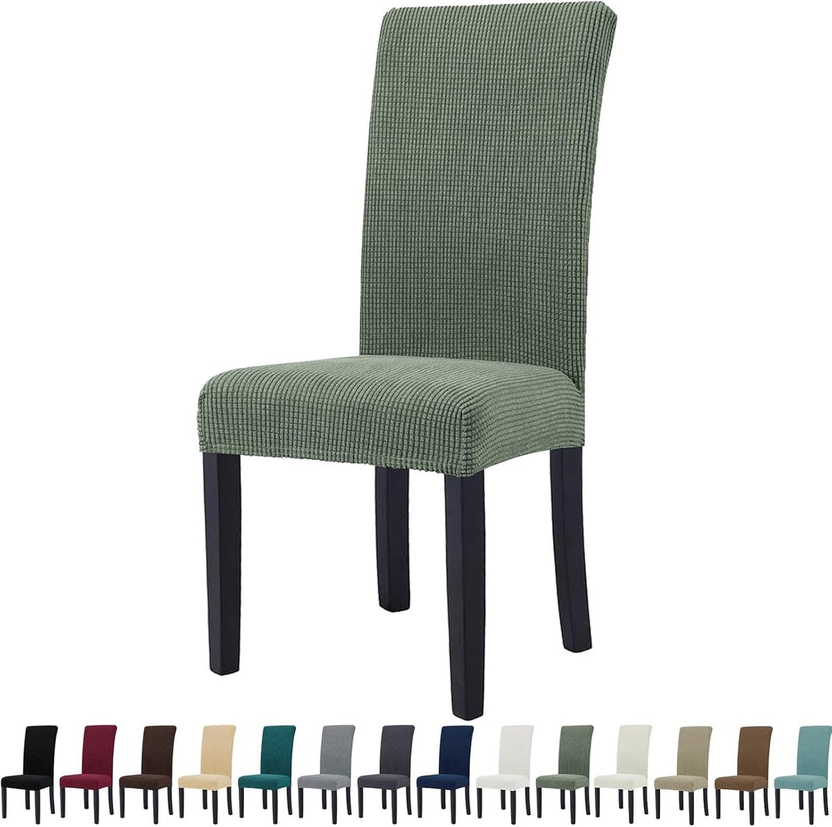 Set van 4 elastische universele stoelhoezen voor eetkamerstoelen - Lichtgroen
