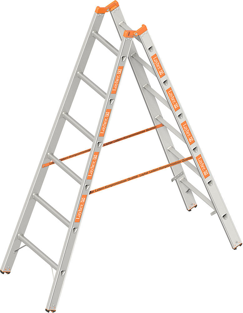 Sprossen-Stehleiter, beidseitig begehbar, 2 x 6 Sprossen Layher