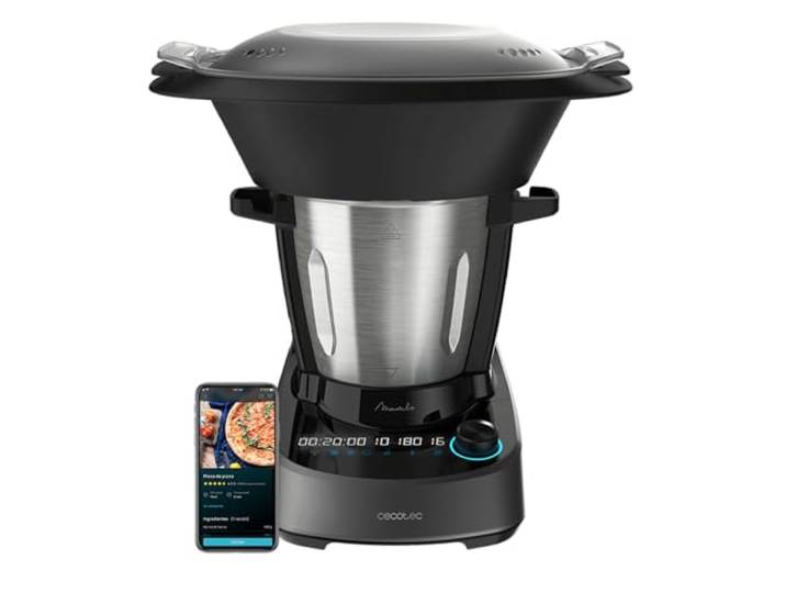 Cecotec Multifunktions-Küchenmaschine Mambo 11090, 1600W, 37 Funktionen APP, Waage, 3,3L Edelstahlkrug, Spülmaschinenfest, Rezeptbuch und Zubehör, Selbstreinigung, MamboMix-Löffel