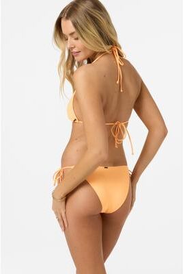 O'Neill s Saltwater Solids Maracas Medium Bikini Bottoms in Neon Apricot Nectar, Elastane/Polyamide