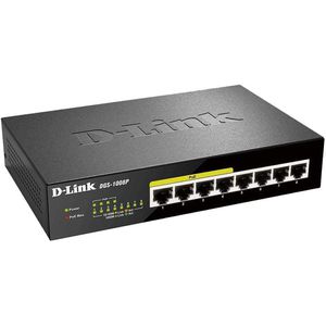 D-Link Switch DGS-1008P/E, unmanaged, 8-Port, 1 Gbit/s, 4x PoE+