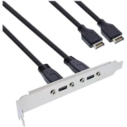 InLine  Slotblende USB Typ-C zu USB 3.1 Frontpanel Key-A intern, 0,5m (0.50 m, USB 3.2 Gen 2), USB Kabel