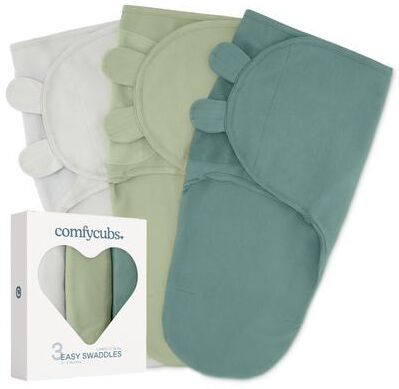 Easy Swaddle Blanket, 3 Pack - 100% Cotton by Comfy Cubs