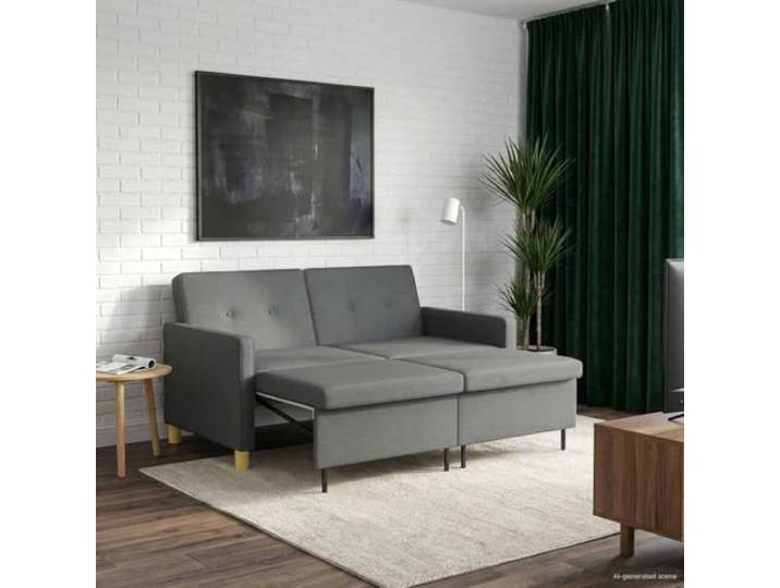 Schlafsofa Ausziehbar Dunkelgrau Stoff mit Verstellbarer Rückenlehne Platzsparendes Design, weiche Polsterung, leichtgängiger Ausziehmechanismus, vielseitig nutzbar, für Wohnzimmer und