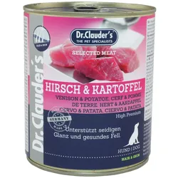 Dr. Clauder's Selected Meat Pro Hair & Skin 800g Dosen Hundenassfutter Hirsch & Kartoffel 6x800g