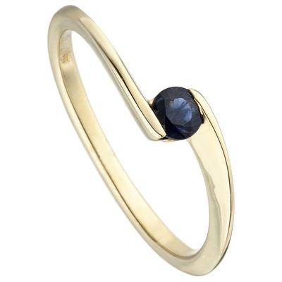 Goldring JOBO "Ring mit Saphir" Gr. 56, blau, Fingerringe, Damen, 56, Gelbgold 333, Goldring, 8 Karat 333 Gold