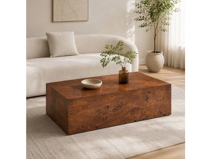 Table basse rectangulaire SENVIRO 90 x 50 x 30 cm MDF aspect bois noyer