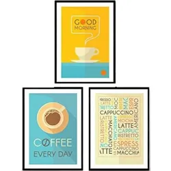 POSTER Set Mit 3 Kaffee Blätter Retro 2 A4 Rahmenlos