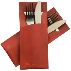 520x Pochetto Bestecktaschen 200x85mm burgund marmor inkl. Serviette