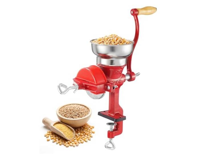 VEVOR Moulin à Grains Manuel de Table\, Moulin à Céréales à Manivelle\, pour Épices Grains de Café Noix Blé\, Broyeur à Maïs en Fonte\, Fixation Stable à Serre-joint\, avec Couvercle Anti-poussières