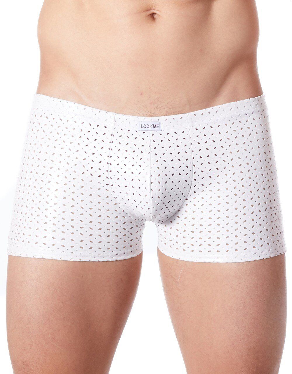 Look Me Boxer blanc sexy effet vinyle ajouré fétichiste