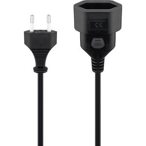 Goobay Verlängerungskabel 64616, für innen, Eurostecker, Kabeltyp H03VVH2-F aus Kunststoff, schwarz, 2 m