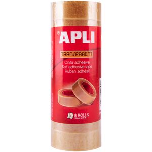 APLI Klebeband 12490, 19mm x 33m, transparent, Kern-Ø 26mm, 8 Stück