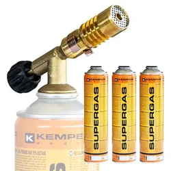 Gaslötbrenner Gaspatronen Ventil 7/16 600ml x3 KEMPER