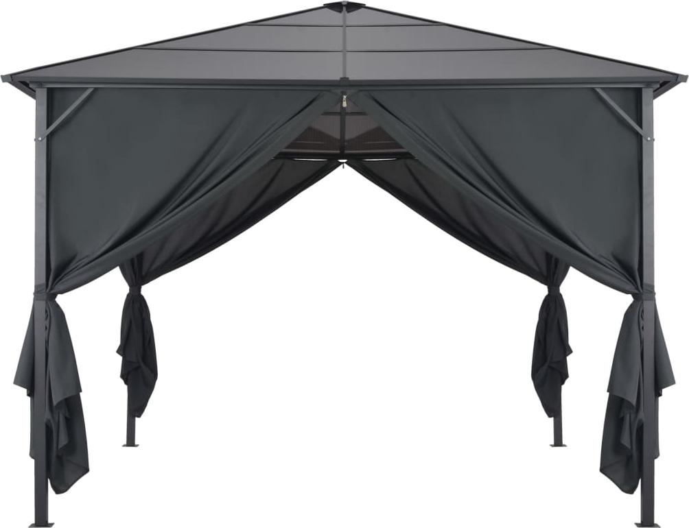 vidaXL Gartenpavillon mit Vorhang Aluminium 3×3 m Schwarz