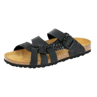 Pantolette LICO "Pantolette Bioline Gleam", Damen, Gr. 39, schwarz, Synthetik, Schuhe Pantolette