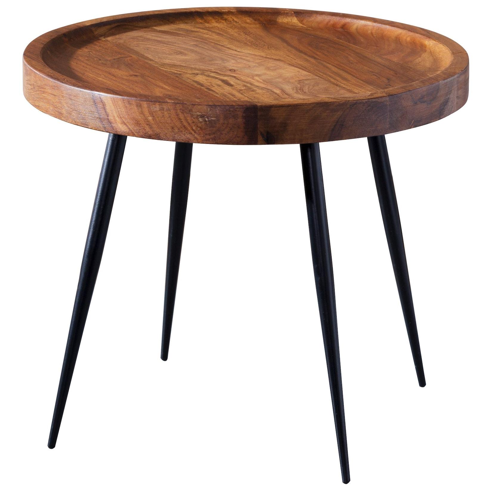 KADIMA DESIGN Massiver Beistelltisch aus Sheeshamholz und Metall, Industrial-Design, vielseitig einsetzbar, 50 kg Belastbarkeit.