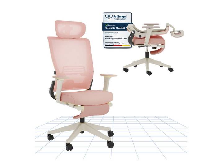 FLEXISPOT Bürostuhl Foldex Ergonomischer Bürostuhl – Ideal für Büro & Mittagspause (2D-Kopfstütze, Schreibtischstuhl mit Fußstütze – Perfekt für Home-Office & Entspannung), Faltbar, in verschiedenen Farben erhältlich, 90°-135° neigbar