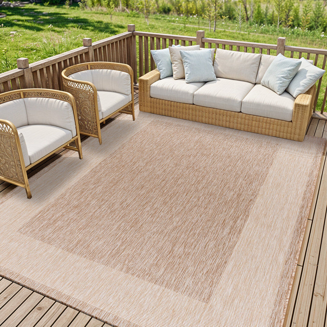 House of Hampton Gira Indoor & Outdoor Boho Jute-Look Rug Beige Cream;Beige Rectangle: 160cm x 213cm