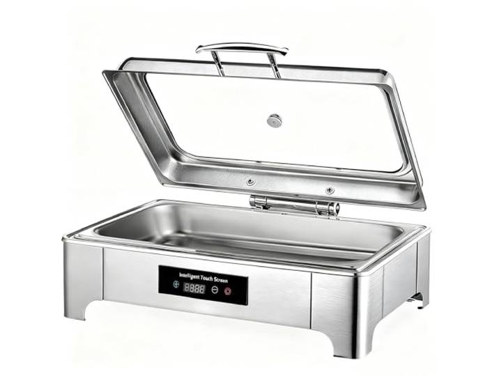 Chafing Dish Elektrisch, 9L Edelstahl Speisewärmer Buffetwärmer (GN1/1) Speisenwärmer Elektrisch mit Touch-Temperaturregelung, Warmhaltebehälter Essen Elektrisch für Buffet und Party