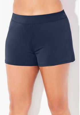 Plus Size Women's Chlorine Resistant Banded Swim Short by Swimsuits For All in Navy (Size 16)