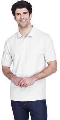 Devon & Jones D100 Men's Pima Piqué Polo Shirt in White size 2XL   Cotton