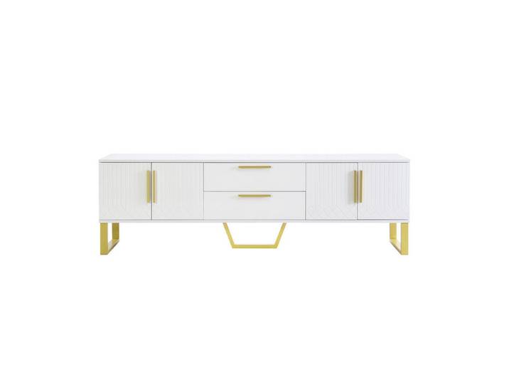 FANNOU TV-Schrank Boden, goldene Griffe und Füße, Tür mit gravierter Textur 170x40x53,5cm