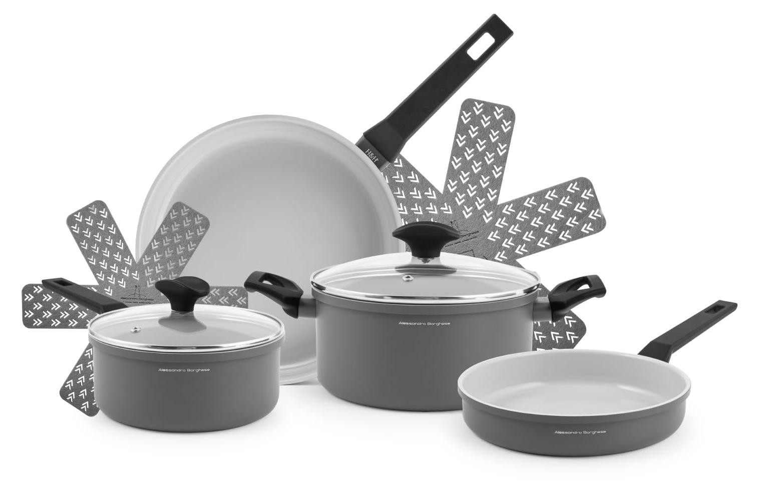 Dripio 8-delige kookpan-set met antiaanbaklaag in aluminium, grijs