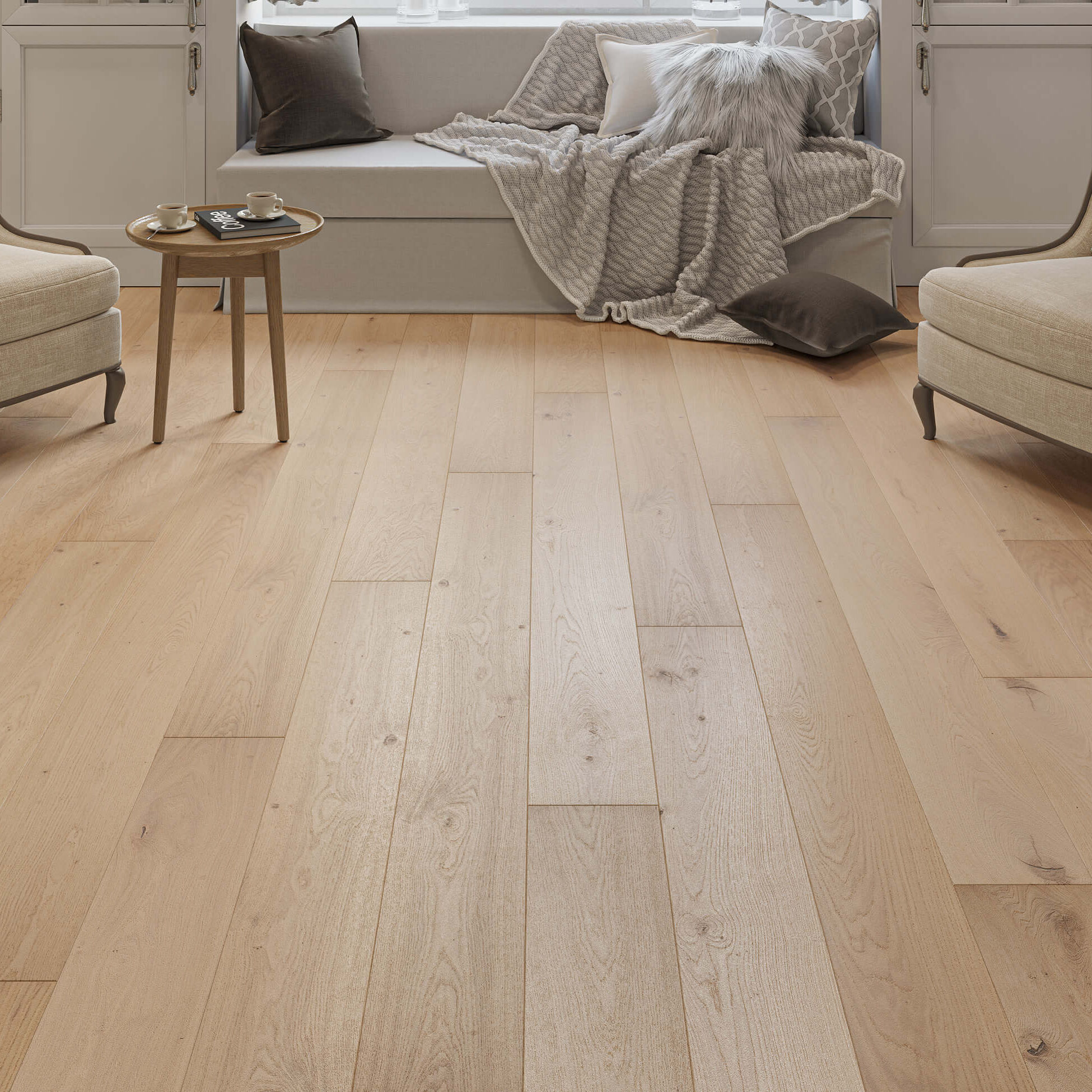 Luxury Flooring Light Engineered Oak Smooth & Invisible Oiled Flooring - 14mm x 1900mm x 190mm