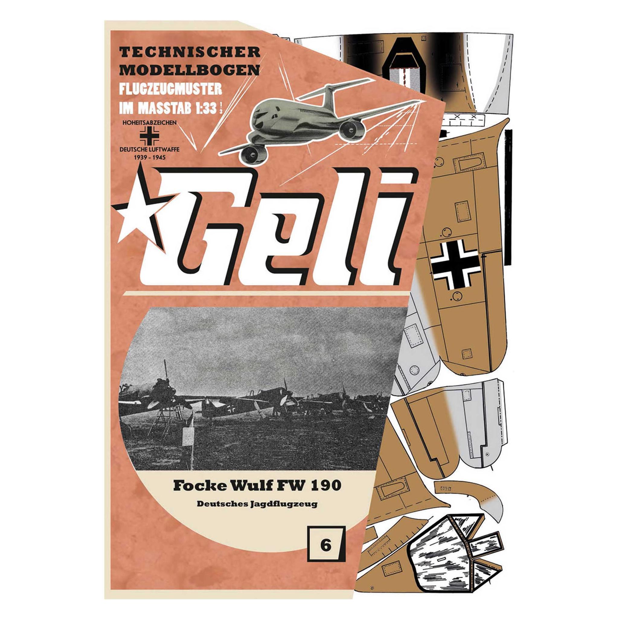 Geli focke wulf fw 190 kartonmodell (Motorflugzeug) (34006)