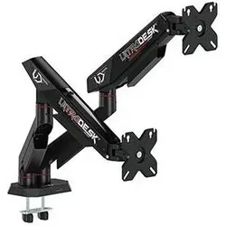 Ultradesk SWORD Double Positionierbarer Halter für 2 Monitoren, schwarz, 2x12KG, 17"-40" (Tisch, 40", 12 kg), Monitor Halterung, Schwarz