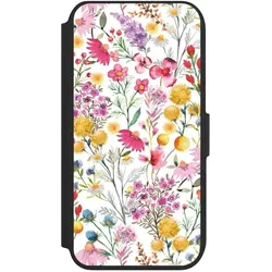 Nivocase Klapphülle für Apple iPhone 8 Handyhülle aus Kunst Leder NIVOflip schwarz Blumen Frühling Muster (Apple iPhone 8), Smartphone Hülle, Schwarz