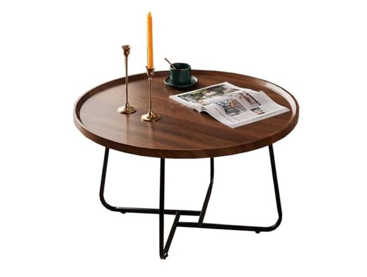 ROHCGHC Beistelltisch, Runder Beistelltisch, for Wohnzimmerdekoration, kleine Räume(/Walnut,60cm)