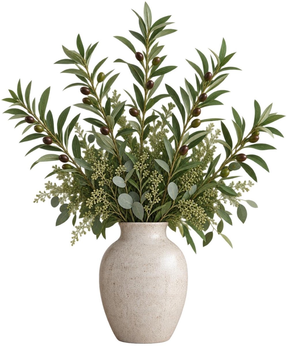 Bellatio Design Kunstplant Olijftakken - 5 stuks - Groen - 101 cm