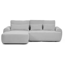 ECKSCHLAFSOFA Oliver im Bouclé-Gewebe, Hellgrau, links