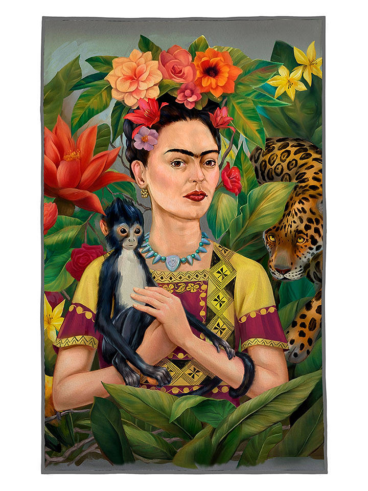 Madre Selva Strandtuch "Frida Animals" in Rot/ Gelb/ Grün - (L)140 x (B)75 cm - onesize