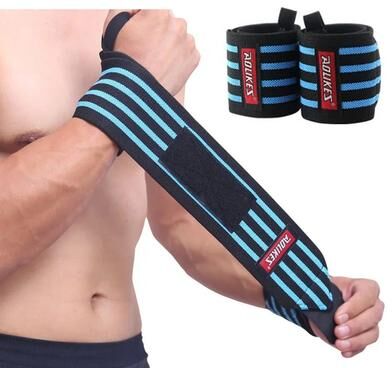 Useful Little Things Professional Heavy Duty Weightlifting Wrist Wraps Pair With Thumb Loop blue A