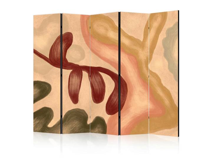 artgeist Paravent, Braun, Beige, Terracotta, Boho, 225x172x3 cm, Motiv auf Vorder- und Rückseite, Akustikschaumstoff, Wohnzimmer, Raumteiler, Paravents