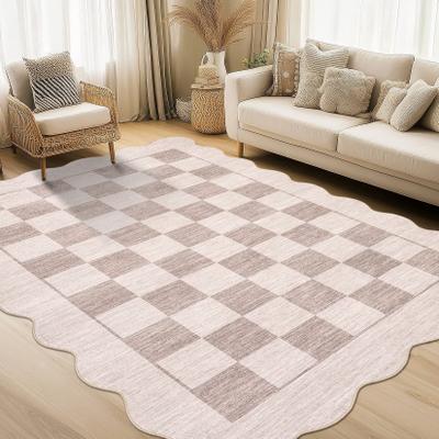 Garvee Modern Checkered Scallop Area Rug