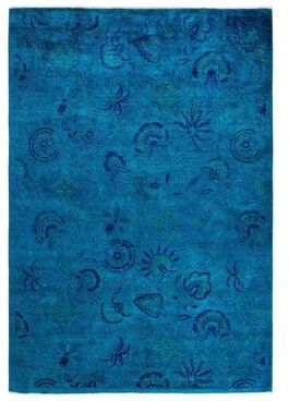 Overton "Vibrance, One-of-a-Kind Hand-Knotted Area Rug - Blue, 6' 0"" x 9' 3"" - 6' 0"" x 9' 3"""